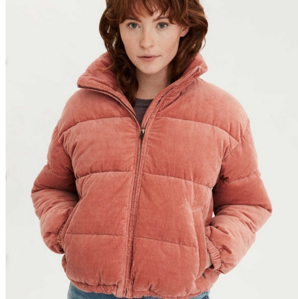 Pink puffer jacket